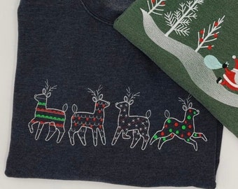 Embroidered Christmas Jumper , Christmas Sweatshirt , Reindeer Sweatshirt
