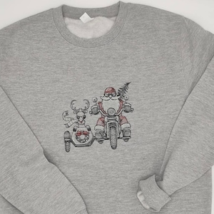 Embroidered Christmas Jumper - Christmas Sweatshirt - Santa Reindeer Jumper -