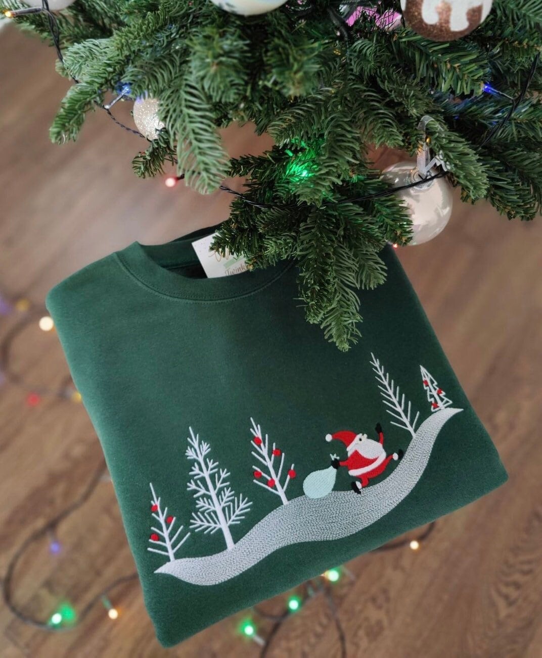 Embroidered Christmas Jumper Christmas Sweatshirt Green - Etsy UK