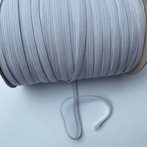 7mm White Elastic - Flat Elastic - Elastic Band - Elastic For Masks - White Cord - Sewing Cord - 10 Cord Elastic - Waistband