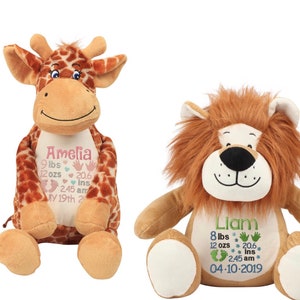 Personalised Soft Toy - Keepsake Toy - Staffed Animals - Name Toy - Plush Toy - First Toy - Newborn Gift - Embroidered Toy -