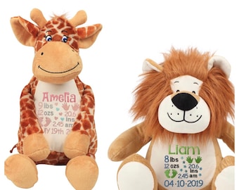 Personalised Soft Toy - Keepsake Toy - Staffed Animals - Name Toy - Plush Toy - First Toy - Newborn Gift - Embroidered Toy -