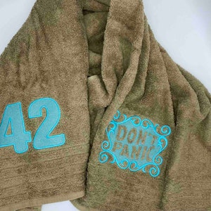 Don&#39;t Panic Bath Towel , Towel Day Towel , 25th May Towel , Luxury Towels , Hitchhikers Towel