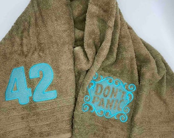 Don't Panic Bath Towel , Towel Day Towel , 25th May Towel , Luxury Towels , Hitchhikers Towel