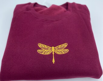 Embroidered Dragonfly Sweatshirt , Comfy Sweatshirt , Nature Lover Gift
