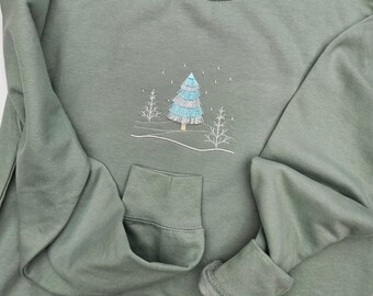 Embroidered Christmas Jumper, Christmas Tree Sweatshirt, Xmas Sweater