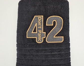 Don't Panic Bath Towel, Towel Day Towel, 25th May Towel, Luxury Towels, Hitchhikers Towel