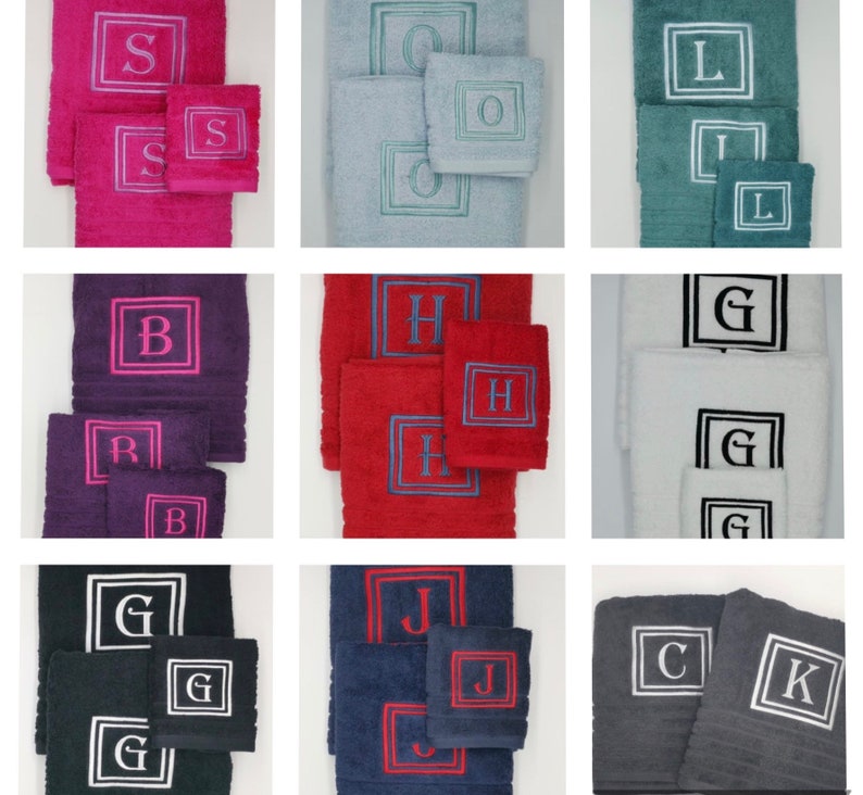 Personalised Towel Set - Monogrammed Bath Towels - Embroidered Towels - Many Colours - EXPLORE NOW 