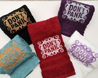 Don't Panic Towel - Towel Day Towel - 25th May Towel - Hand Towel - Luxury Towel - Hitchhikers Towel - Bathroom Towel -