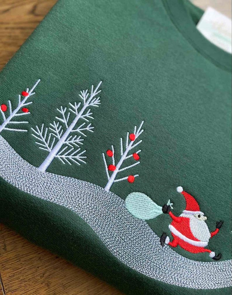 Embroidered Christmas Jumper , Christmas Sweatshirt , Green Jumper , image 5