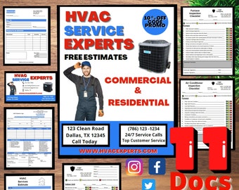 HVAC Preventative Maintenance Agreement Contract HVAC Flyer Estimate Sheet Inspection Checklist Heating Air Conditioning Editable Templates
