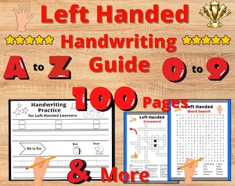 Left Handed Writing Guide, Lefty Activities, Left-Handed Guide, A to Z and 0 to 9