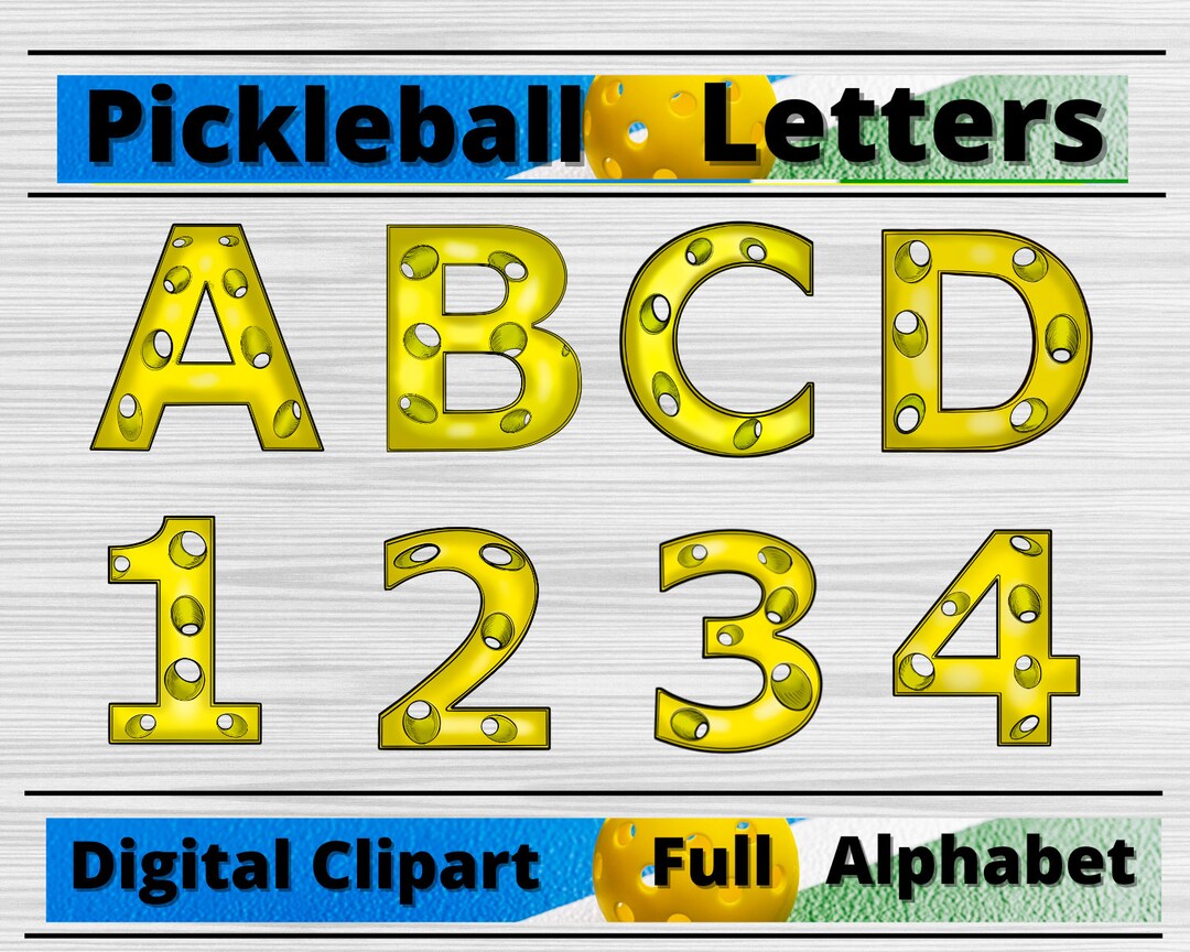 Pickleball Letters & Numbers High Quality PNG Files Clipart Images ...