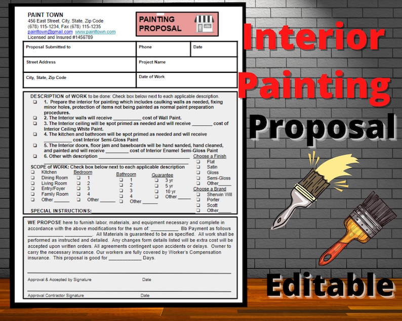 Interior Painting Proposal Paint Estimate Painting Proposal Etsy