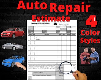 Auto Repair Estimate Template: Editable Mechanic Invoice Digital Download
