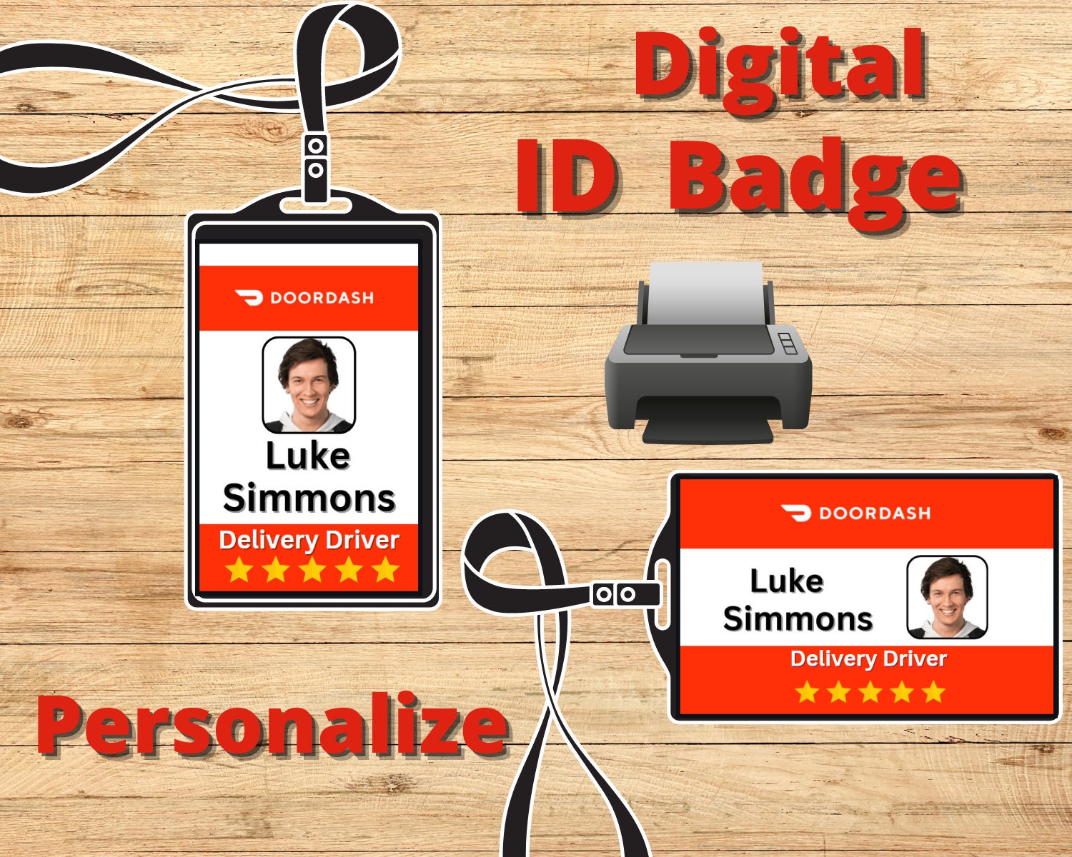 Doordash Dasher Bundle Personalized Messages Animated GIF, ID Card