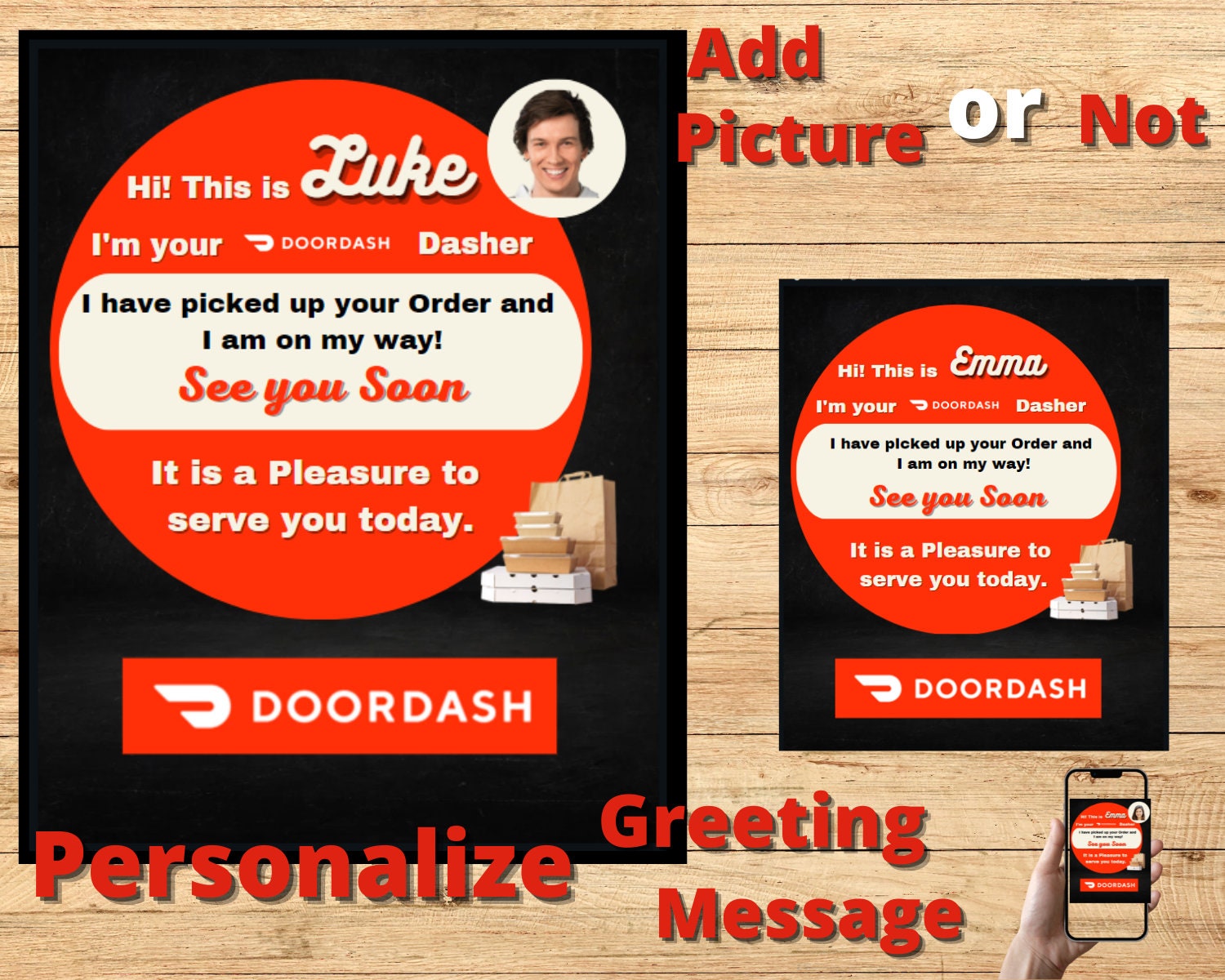 Doordash Dasher Bundle Personalized Messages Animated GIF, ID Card