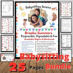 Babysitting Bundle: Flyer, Log, Business Card Editable Canva