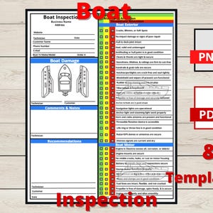 Boat Inspection Report, Multi Point Boat Inspection Checklist and Worksheet, Editable
