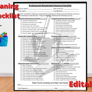 Professional Residential Cleaning Checklist, Editable House Cleaning Template, Airbnb Cleaning List, Home Tasklist