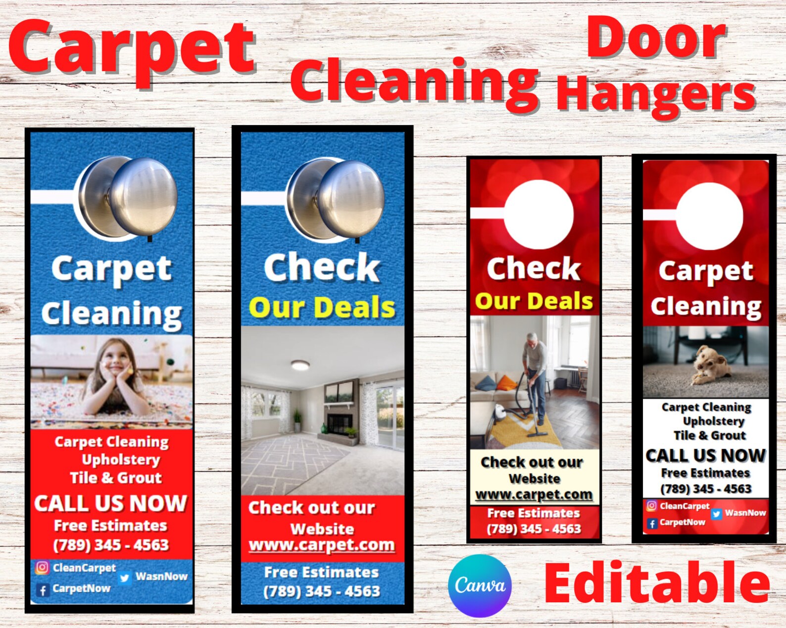 Carpet Cleaning Door Hangers Custom Door Hangers Canva Etsy