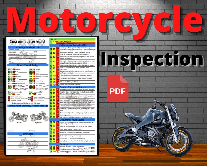 Motorcycle Inspection Report, Multi Point Motorcycle Inspection Checklist and Worksheet