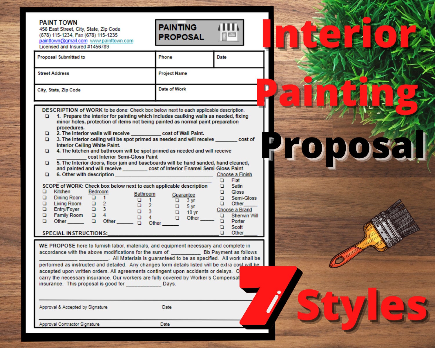 Interior Painting Proposal, Paint Estimate, Painting Proposal, Editable