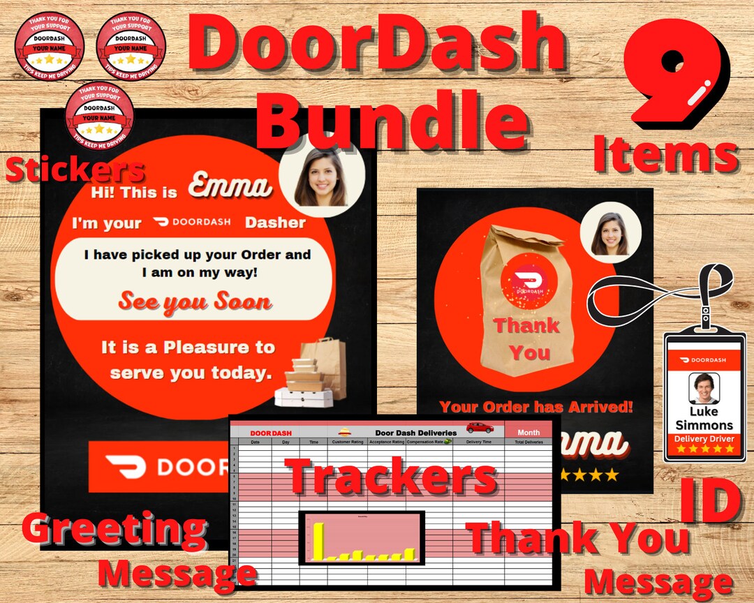 Doordash Dasher Bundle Personalized Messages Animated GIF, ID Card Template, Doordash Trackers