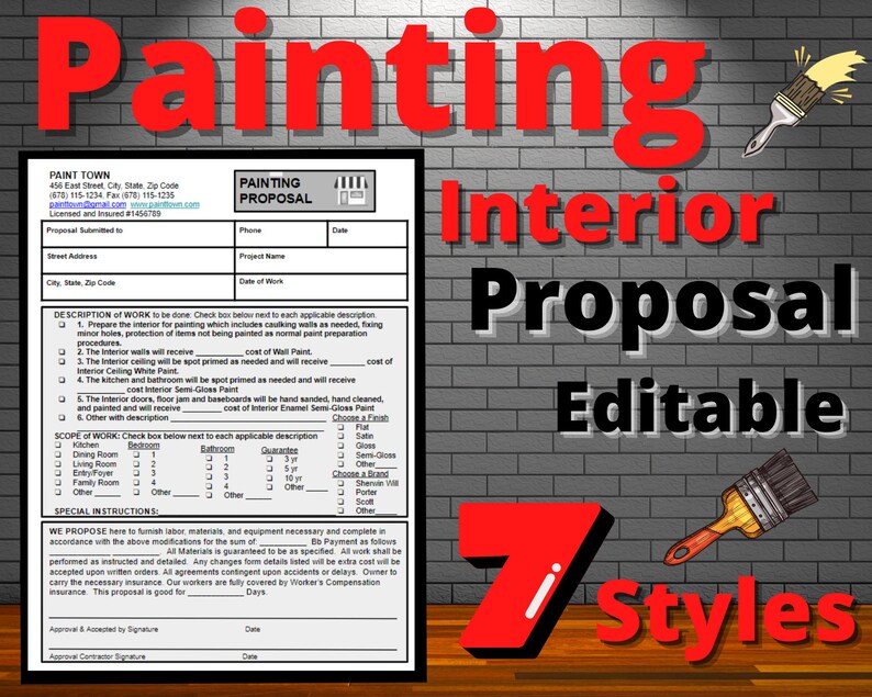 Interior Painting Proposal Paint Estimate Painting Proposal Etsy