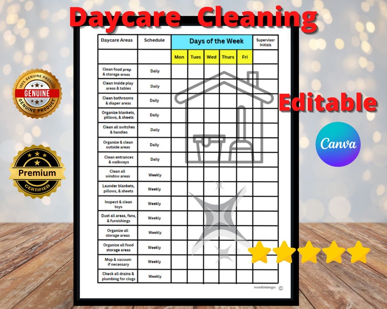 Daycare Cleaning Checklist Editable, Preschool Cleaning Child Care ...