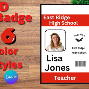 Custom ID Badge Teacher Badge ID Editable Template - Etsy