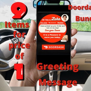 Paquete DoorDash Dasher con mensajes personalizados, GIF animados, plantilla de tarjeta de identificación, rastreadores DoorDash, kilometraje, registros de entrega, descargas digitales