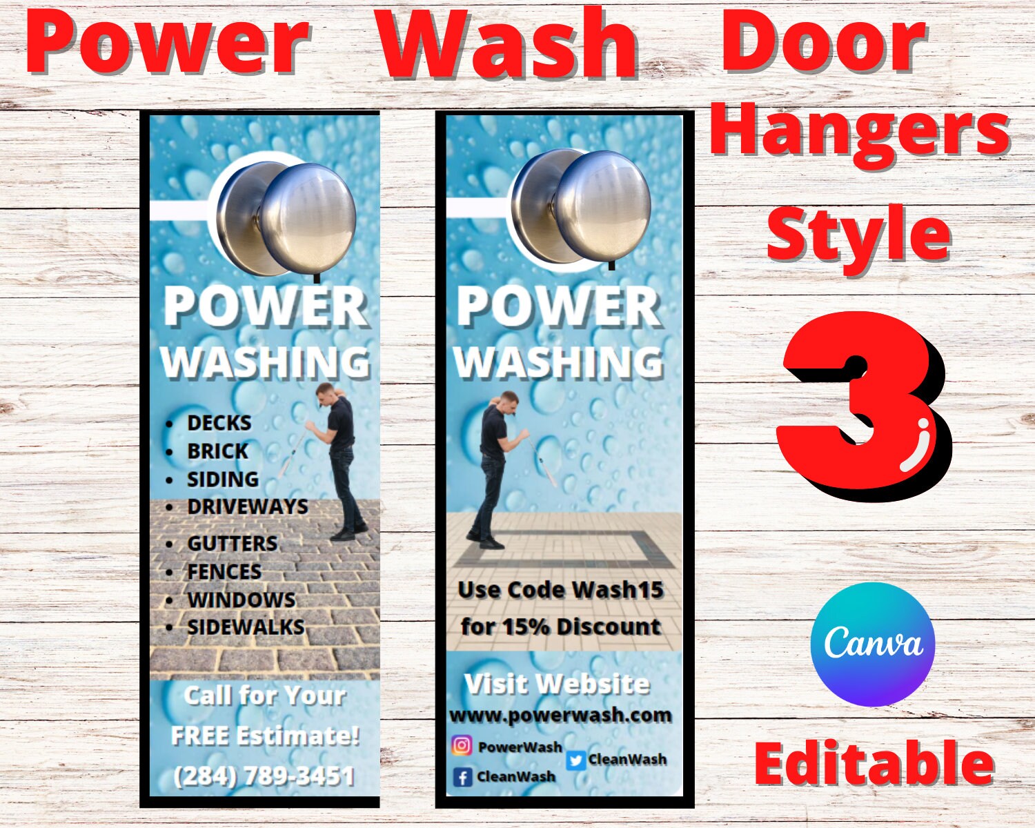 Power Washing Door Hanger Template, Cleaning Experts, Pressure Washing