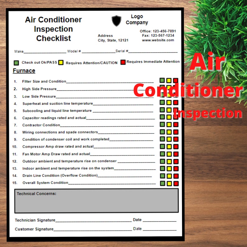 HVAC Business Forms: Inspection Checklist, Contract, Flyer (editable ...