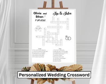 Custom Wedding Crossword Puzzle: Sip and Solve Game Instant Download, Multiple Sizes Available