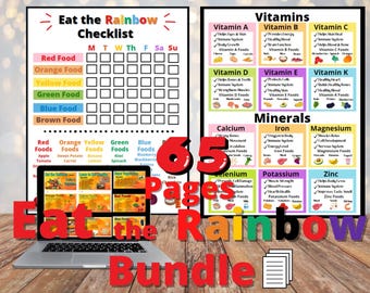 Eat the Rainbow Chart Bundle: Nutrition Facts, Healthy Foods PDF