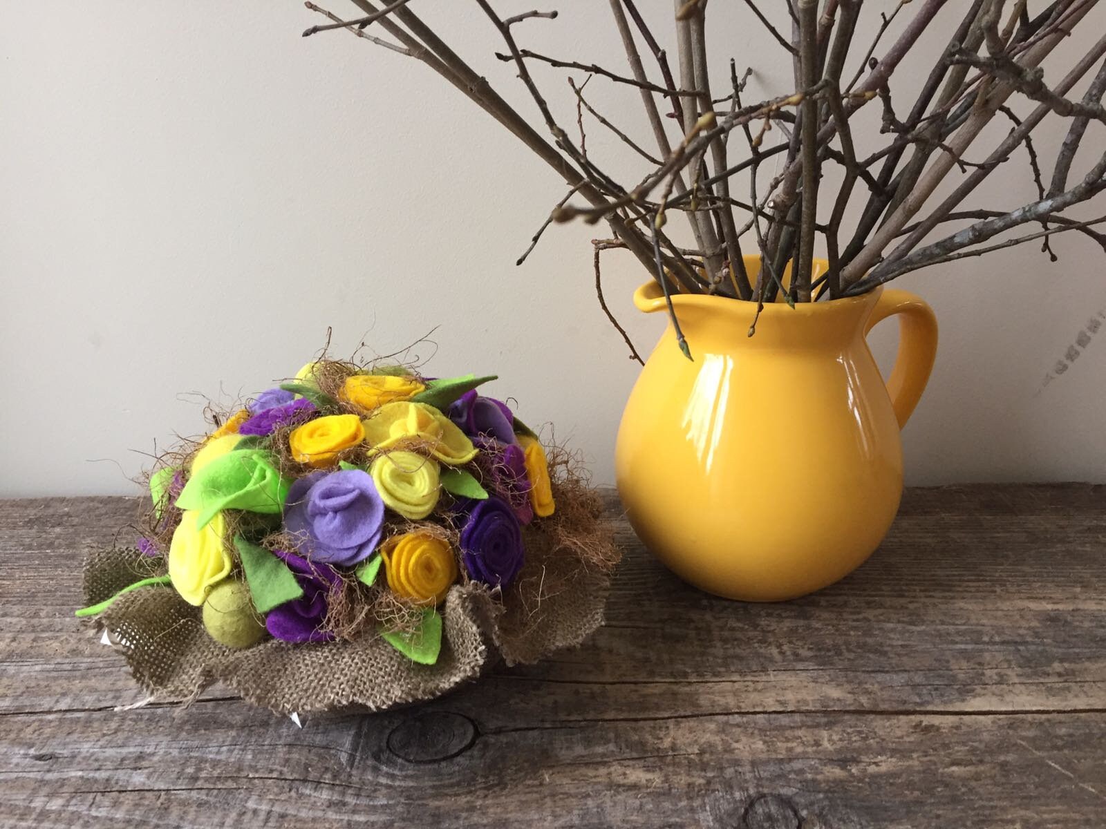 Felt Flower Bouquet Flower Arrangement Decorative Flowers Etsy