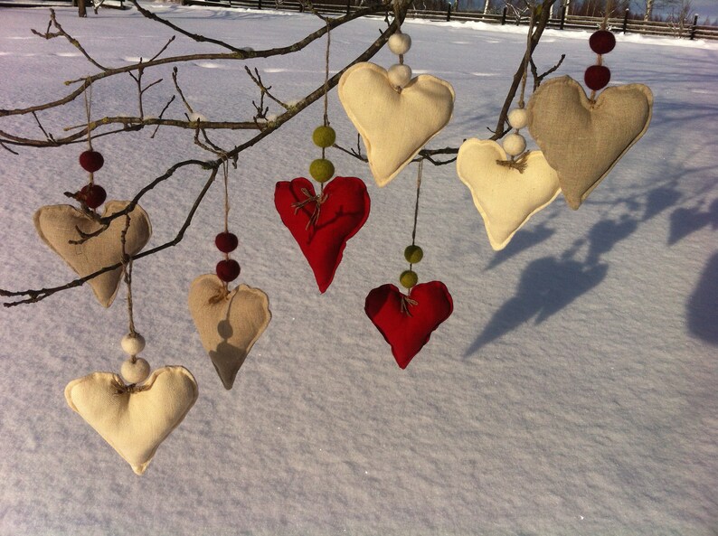 Valentines Day Decor Heart Linen Heart Primitive Valentine Etsy