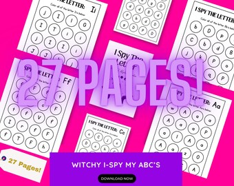 Witchy I Spy ABCs Workbook, Homeschool Preschool Printable (Digital Download)