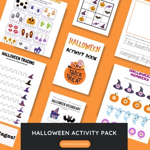 Cahier d'exercices de Samhain, Feuilles d'exercices de Samhain, Feuilles d'exercices d'Halloween, Cahier d'exercices d'Halloween, Feuilles d'exercices d'Halloween pour enfants, Halloween préscolaire