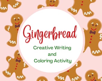 Gingerbread Writing Activity, Holiday Activity, Holiday Coloring, Yule, Christmas, Preschool, Homeschool, Unschool, Elementary, Holiday