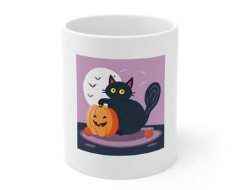 Halloween Mug, Funny Halloween Coffee Mug, Spooky Season Mug, Halloween Gift, Halloween Black Cat Mug, Cat Lovers Gift, Halloween Cup