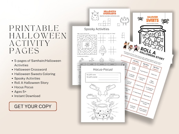 Halloween Activity Printable, Coloring Page, Samhain Activities (PDF)