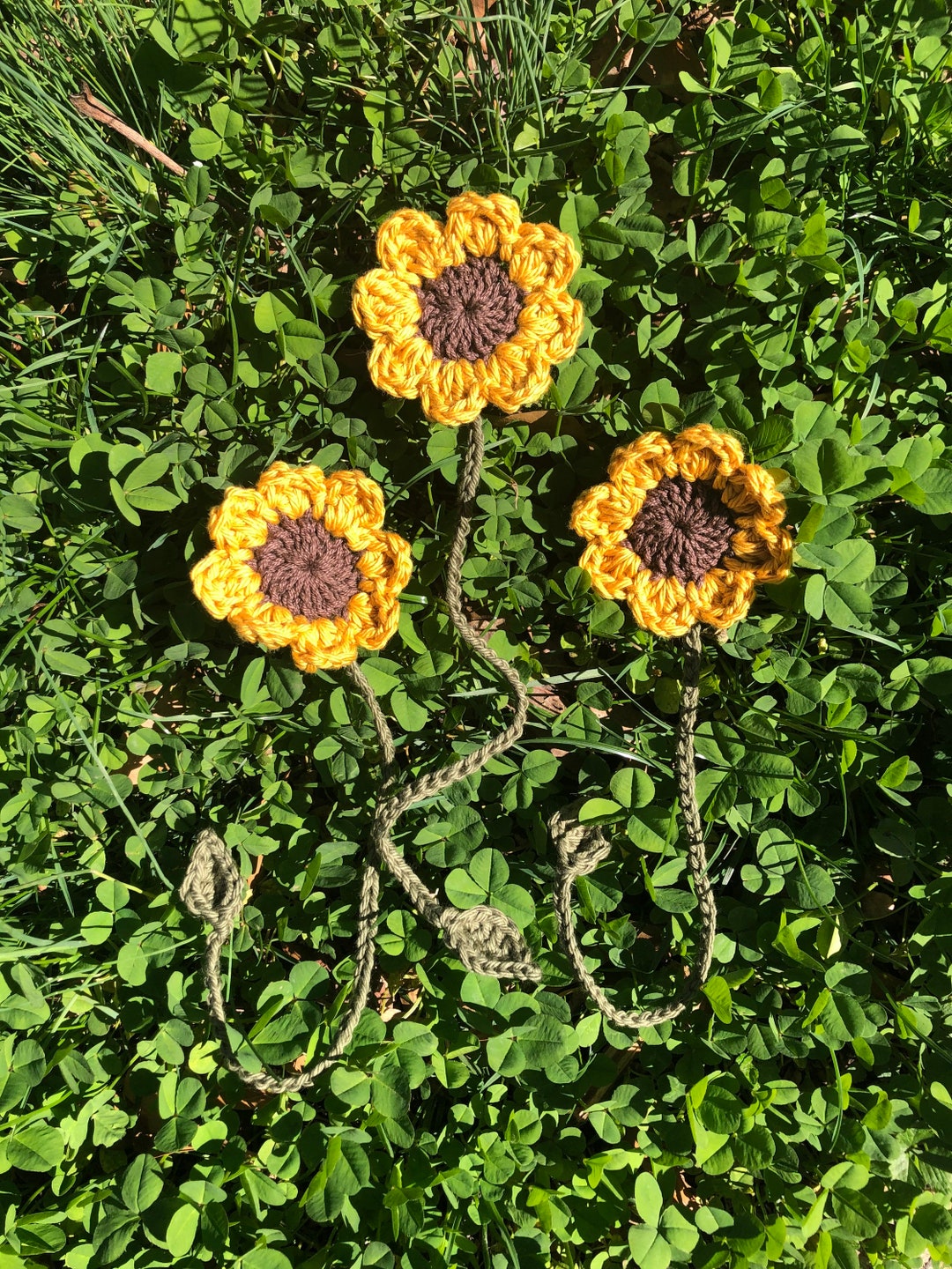 Crochet Bookmark Crochet Sunflower Sunflower Bookmark Etsy