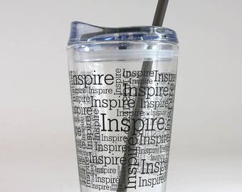 Inspire Pint Glass with Lid and Straw