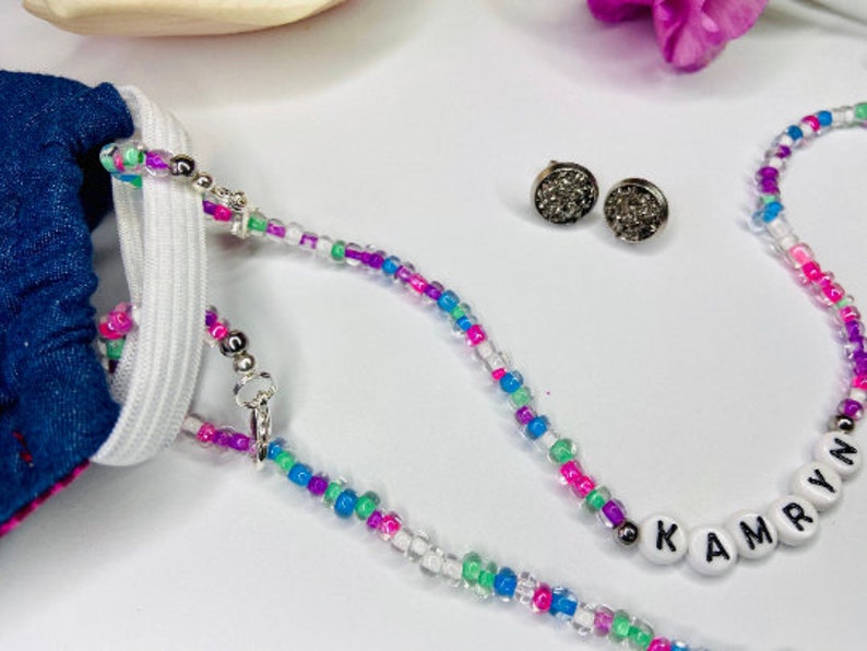 Mask Lanyard Face Mask Holder Bead Face Mask Lanyard Back Etsy