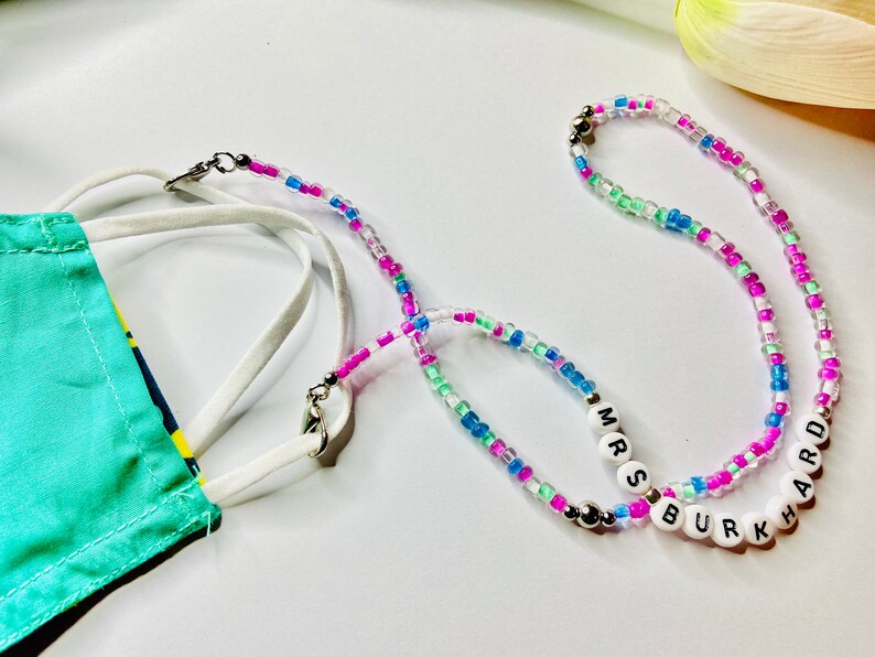 Mask Lanyard Face Mask Holder Bead Face Mask Lanyard Back Etsy