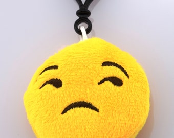 Unamused face  plush keychain, plush yellow smirking face  keyring, bag charm, backbag keyring, face  keyring, unamused