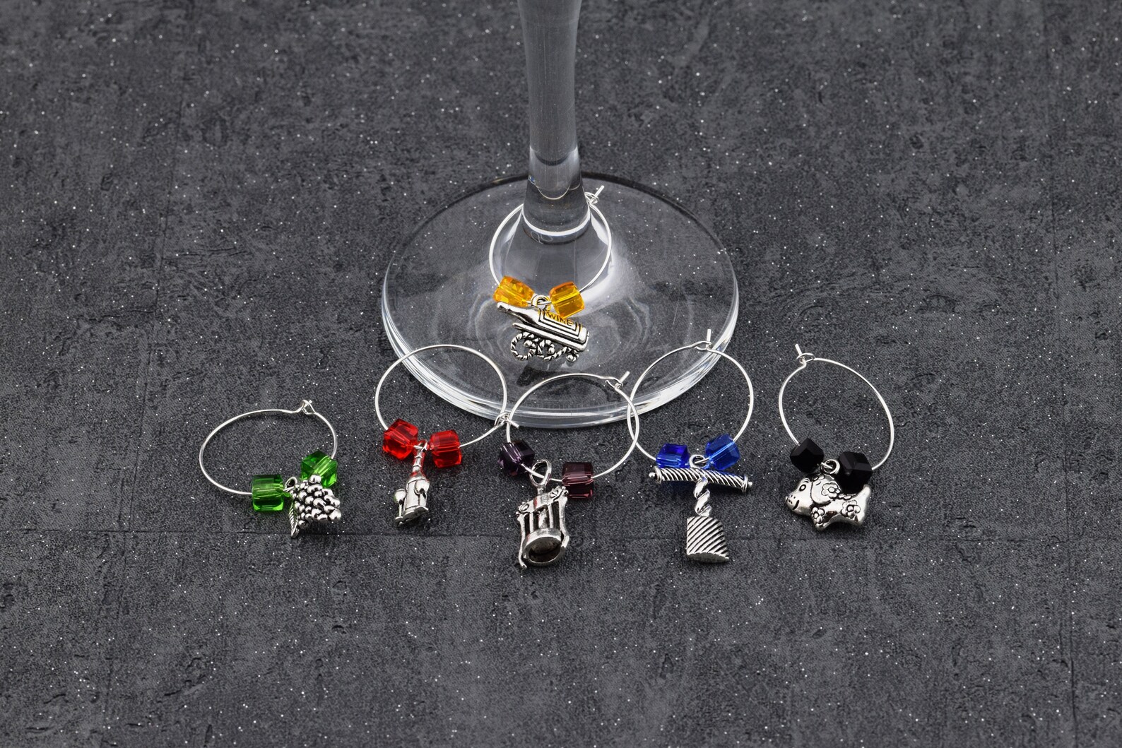 Wine Glass Charms Wine Glass Rings Colourful Glass Ring Etsy