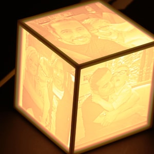 Lithophane photo box with a cord, switch and bulb